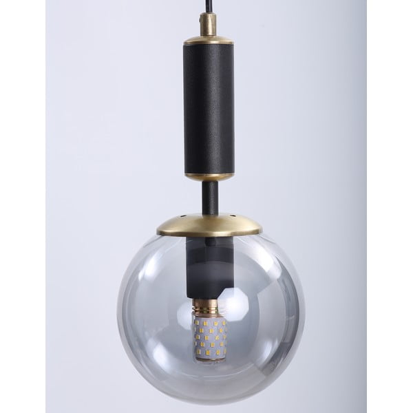 Czarno-szara lampa wisząca ze szklanym kloszem ø 15 cm Hector – Squid Lighting-image-1