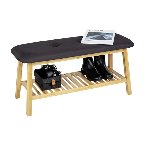 Czarno-naturalny bambusowy regał na buty z siedziskiem Ecori – Wenko-image-4