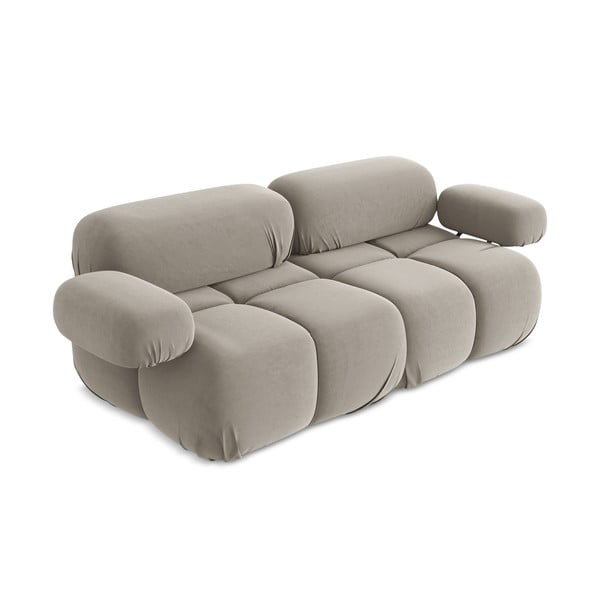 Beżowa aksamitna sofa modułowa 190 cm Lokua – Makamii-image-1