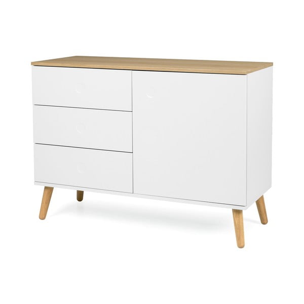 Biała niska komoda w dekorze dębu 109x79 cm Dot – Tenzo-image-2