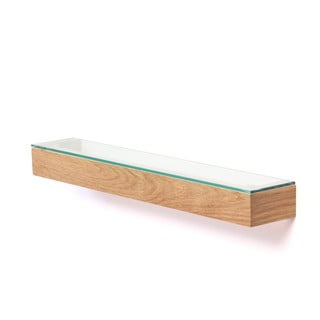 Półka z drewna dębowego ze szklanym blatem Wireworks Mezza, 55 cm