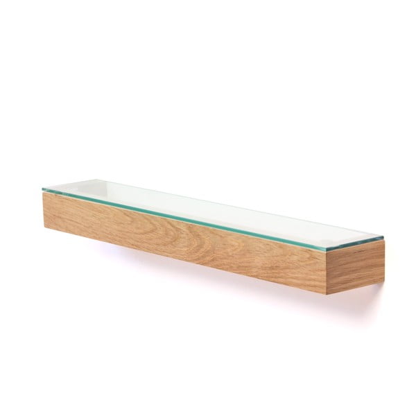 Półka z drewna dębowego ze szklanym blatem Wireworks Mezza, 55 cm
