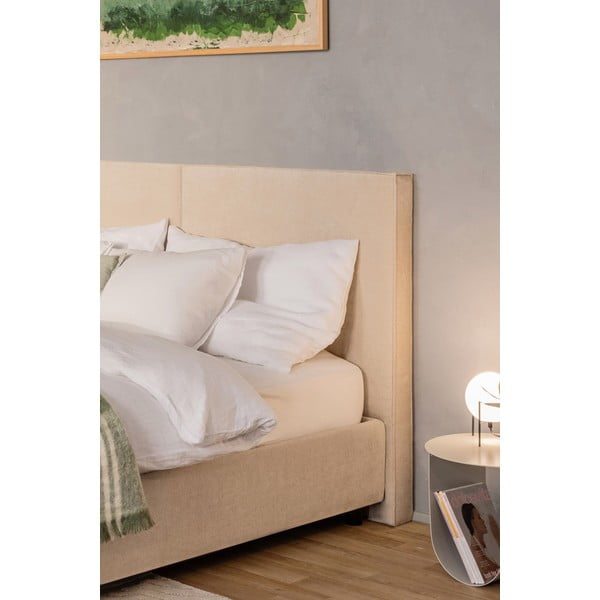 Beżowe tapicerowane łóżko dwuosobowe ze schowkiem i stelażem 180x200 cm Myra Bold – Bonami Selection-image-3