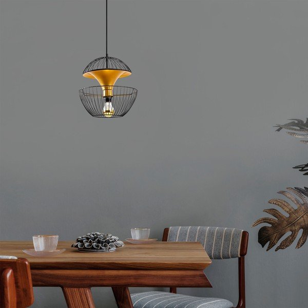 Lampa wisząca w czarno-złotym kolorze z metalowym kloszem ø 30 cm Telmander – Opviq lights-image-2