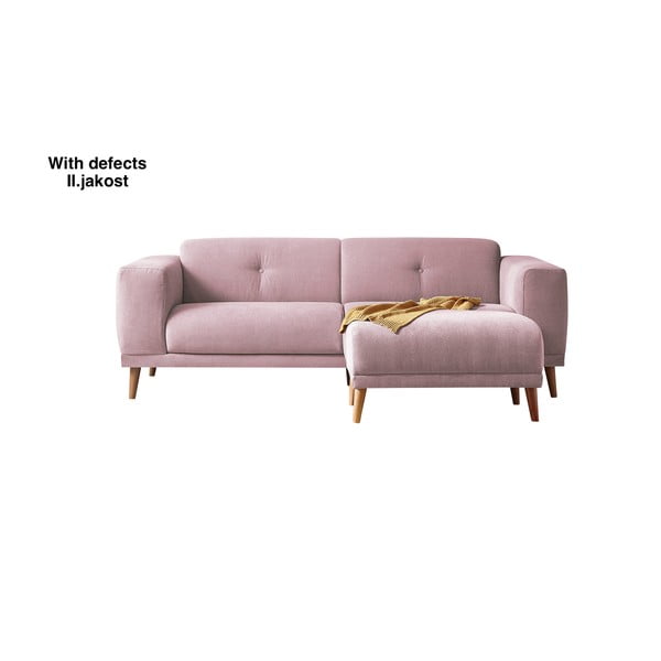 (II. jakość) Różowa sofa z podnóżkiem Bobochic Paris Luna