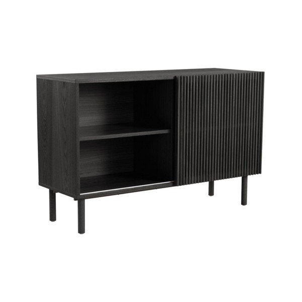 Czarna szafka w dekorze jesionu z drzwiami przesuwnymi 124x80x45 cm Sion – Jotex-image-4