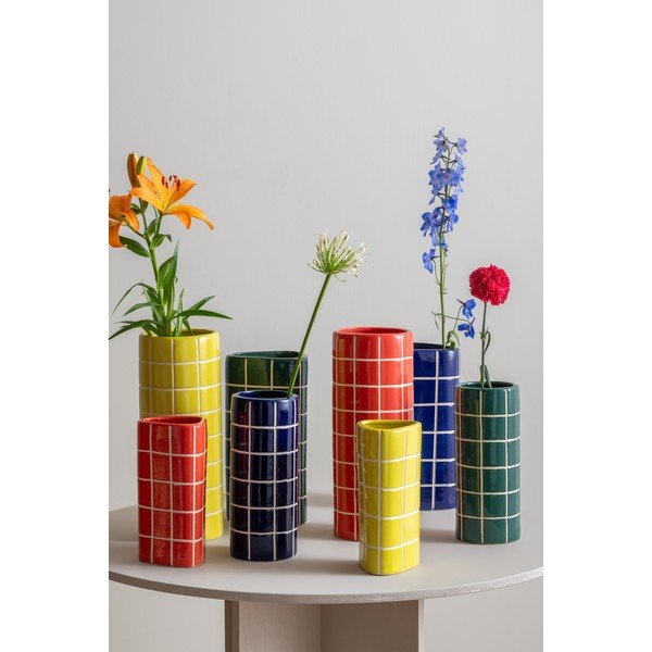 Ciemnozielony ceramiczny wazon (wysokość 30 cm) Retro Tiles – PT LIVING-image-1