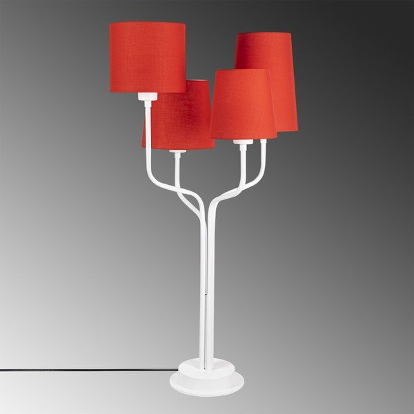 Biała metalowa lampa stołowa z czerwonymi kloszami Opviq lights Aposto-image-1