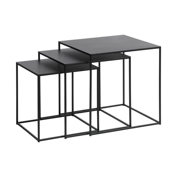 Czarne metalowe stoliki zestaw 3 szt. 50x50 cm Pebble – Unique Furniture