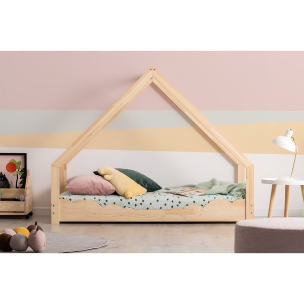 Dziecięce łóżko z drewna sosnowego w kształcie domku Adeko Loca Dork, 100x160 cm