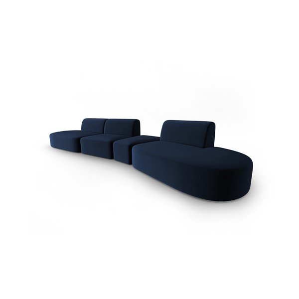 Niebieska aksamitna sofa prawostronna 428 cm Paolo – Milo Casa-image-2