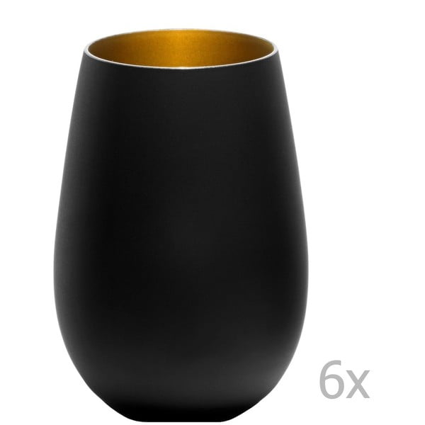 Zestaw 6 czarno-złotych szklanek Stölzle Lausitz Olympic Beacher, 465 ml