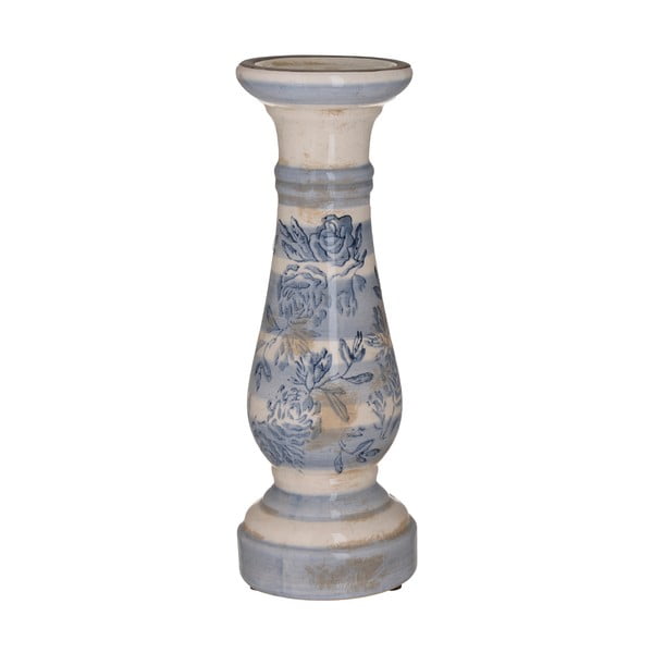 Niebiesko-biały świecznik ceramiczny InArt Antigue, ⌀ 10 cm
