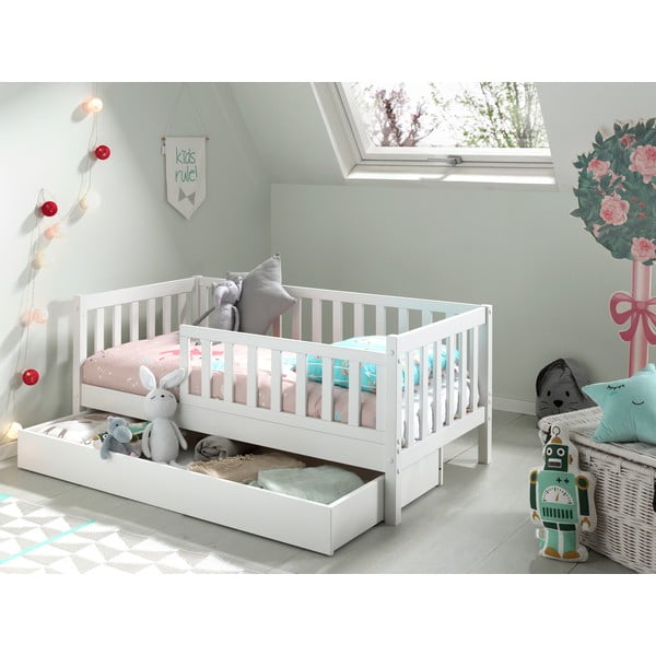 Białe łóżko dziecięce Vipack Junior, 70x140 cm-image-3