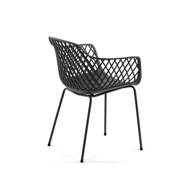 Ciemnoszare metalowe krzesło ogrodowe Quinn – Kave Home-image-1