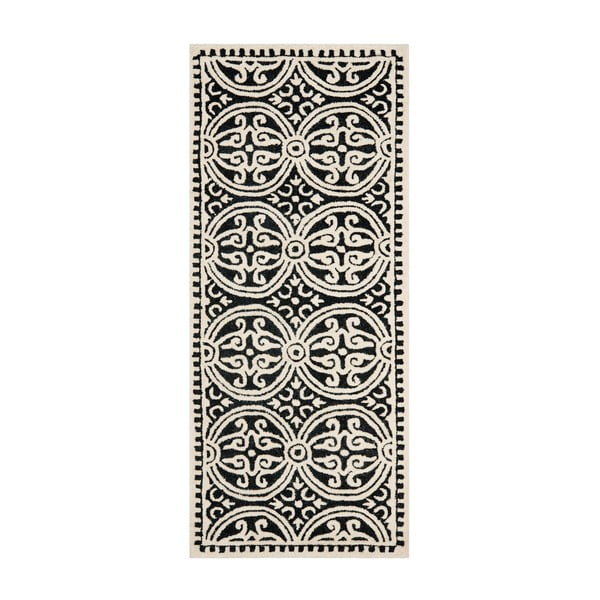 Czarny dywan wełniany Safavieh Marina, 243x76 cm