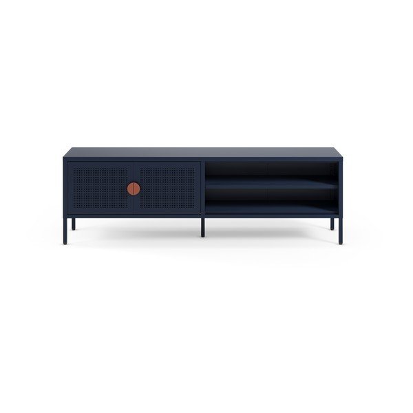 Ciemnoniebieska metalowa szafka pod TV 160x50x35 cm Sayla – Marckeric