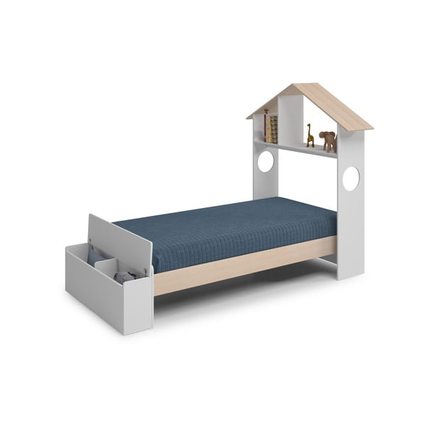 Białe łóżko dziecięce w dekorze sosny w kształcie domku ze schowkiem 90x190 cm Odessa – Marckeric-image-3