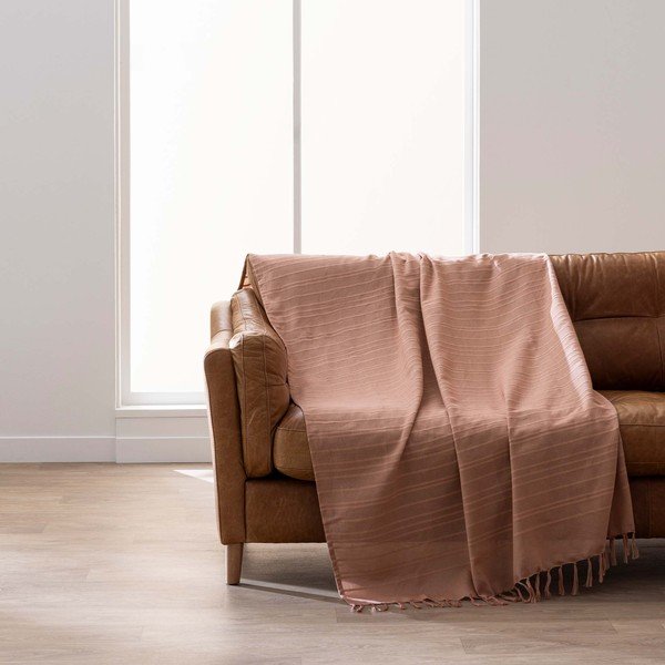 Bawełniana narzuta w kolorze terakoty 125x150 cm Lilia – douceur d'intérieur-image-3