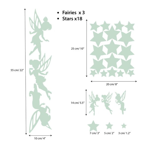 Zestaw ściennych naklejek świecących w ciemności Ambiance Fairies and Stars-image-2