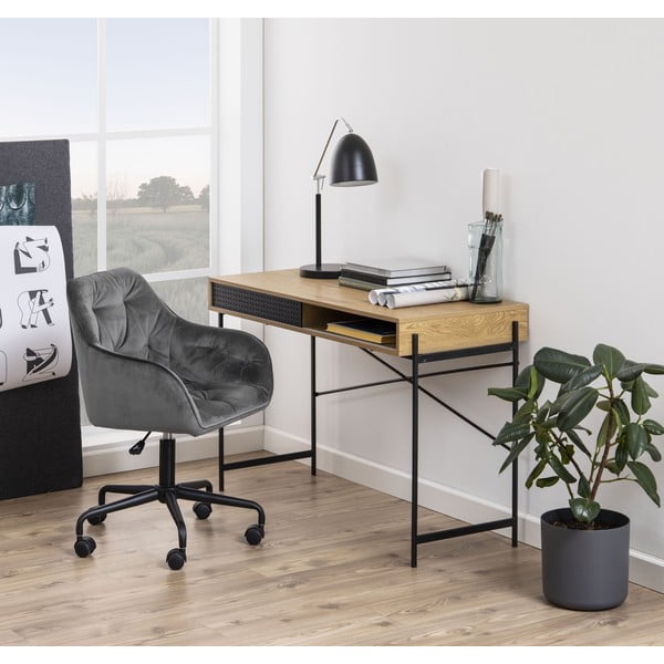 Szare krzesło biurowe z aksamitnym obiciem Actona Brooke-image-1