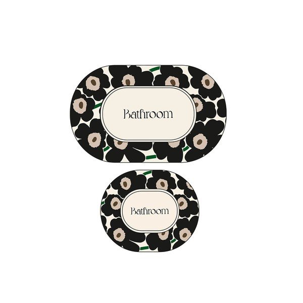 Czarne/beżowe dywaniki łazienkowe zestaw 2 szt. 60x100 cm Oweld – Foutastic