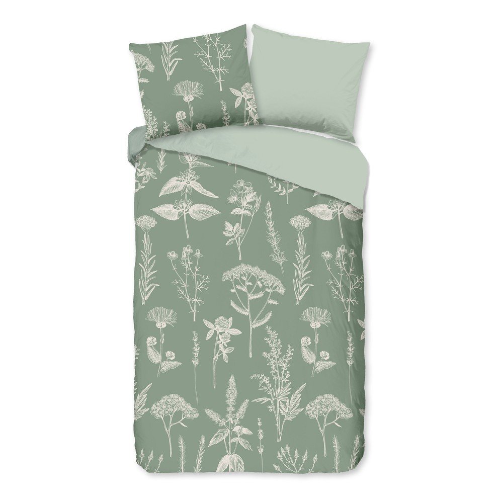 Szałwiowa flanelowa pościel jednoosobowa 140x220 cm Herbs – Good Morning
