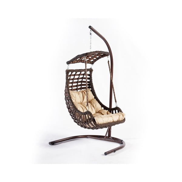 Brązowy rattanowy wiszący fotel ogrodowy Alacati – Floriane Garden-image-2