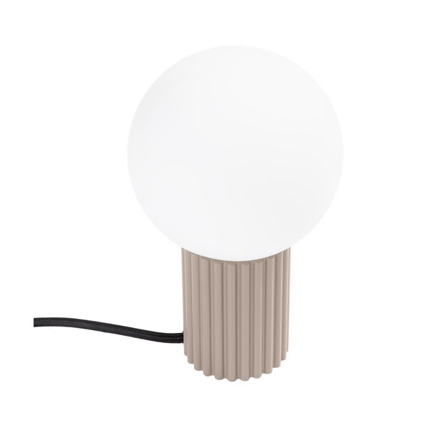 Szarobrązowa lampa stołowa ze szklanym kloszem (wysokość 19 cm) Orbital – Sollux