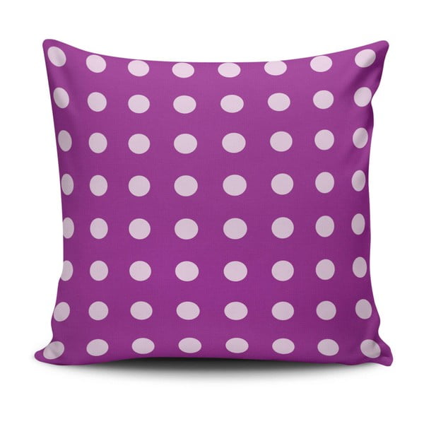 Poduszka z wypełnieniem Purple Dots, 45x45 cm