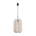 Beżowa metalowa lampa wisząca z tekstylnym kloszem ø 27 cm Elom – Sollux