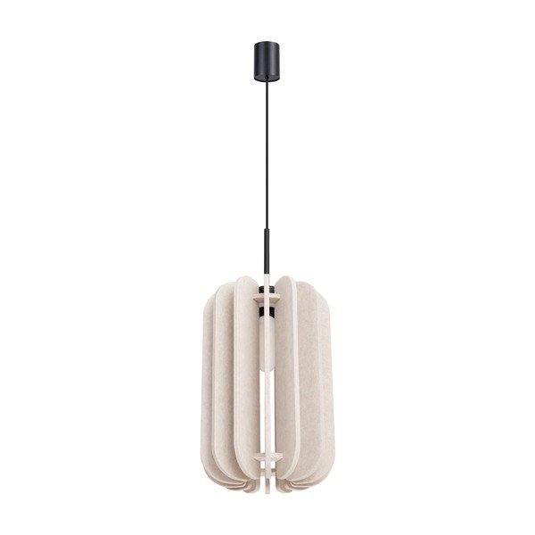 Beżowa metalowa lampa wisząca z tekstylnym kloszem ø 27 cm Elom – Sollux
