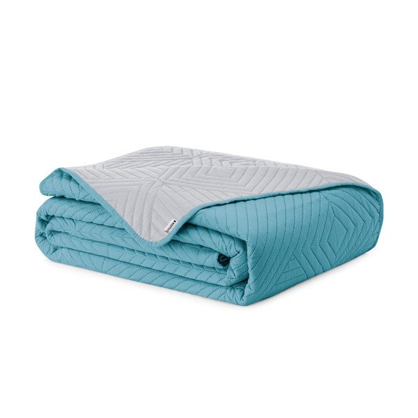 Niebieska/jasnoszara narzuta pikowana z mikrowłókna 220x240 cm Softa – Restilo