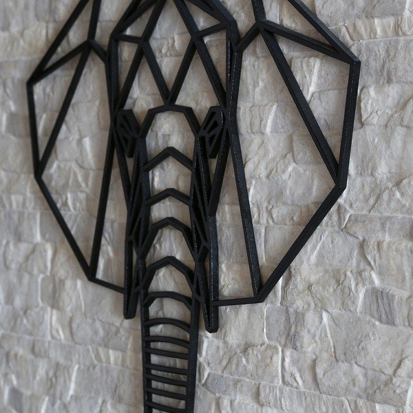 Czarna dekoracja ścienna Elephant, 39x65 cm-image-1