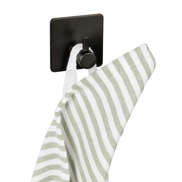 Czarne samoprzylepne haczyki zestaw 2 szt. ze stali nierdzewnej Black Outdoor Kitchen Ureo – Wenko-image-1