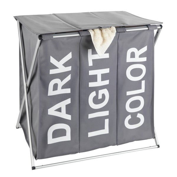 Szary potrójny kosz na pranie Wenko Trio, 118 l-image-1