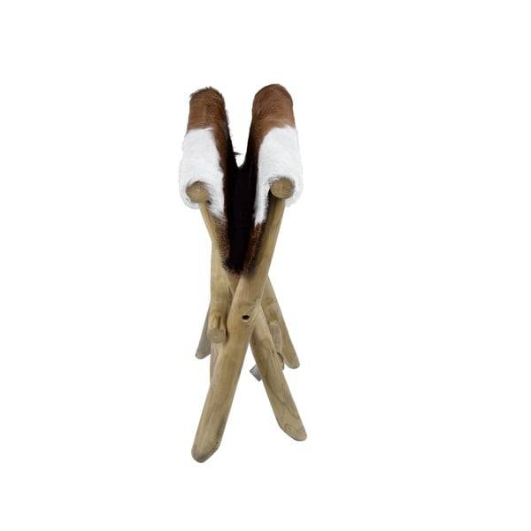 Brązowy stołek z litego drewna tekowego Goatskin – Ego Dekor-image-2