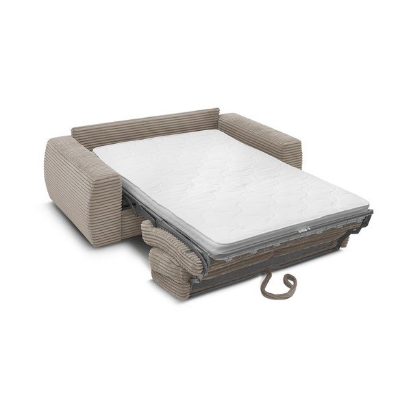 Szarobrązowa sztruksowa sofa do spania/rozkładana 220 cm Hugo – Bobochic Paris-image-4