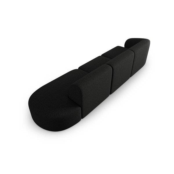 Czarna sofa  z tkaniny szenilowej lewostronna 311 cm Paolo – Milo Casa-image-3