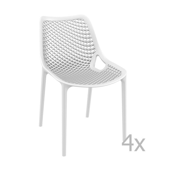 Zestaw 4 białych krzeseł ogrodowych Resol Grid Simple