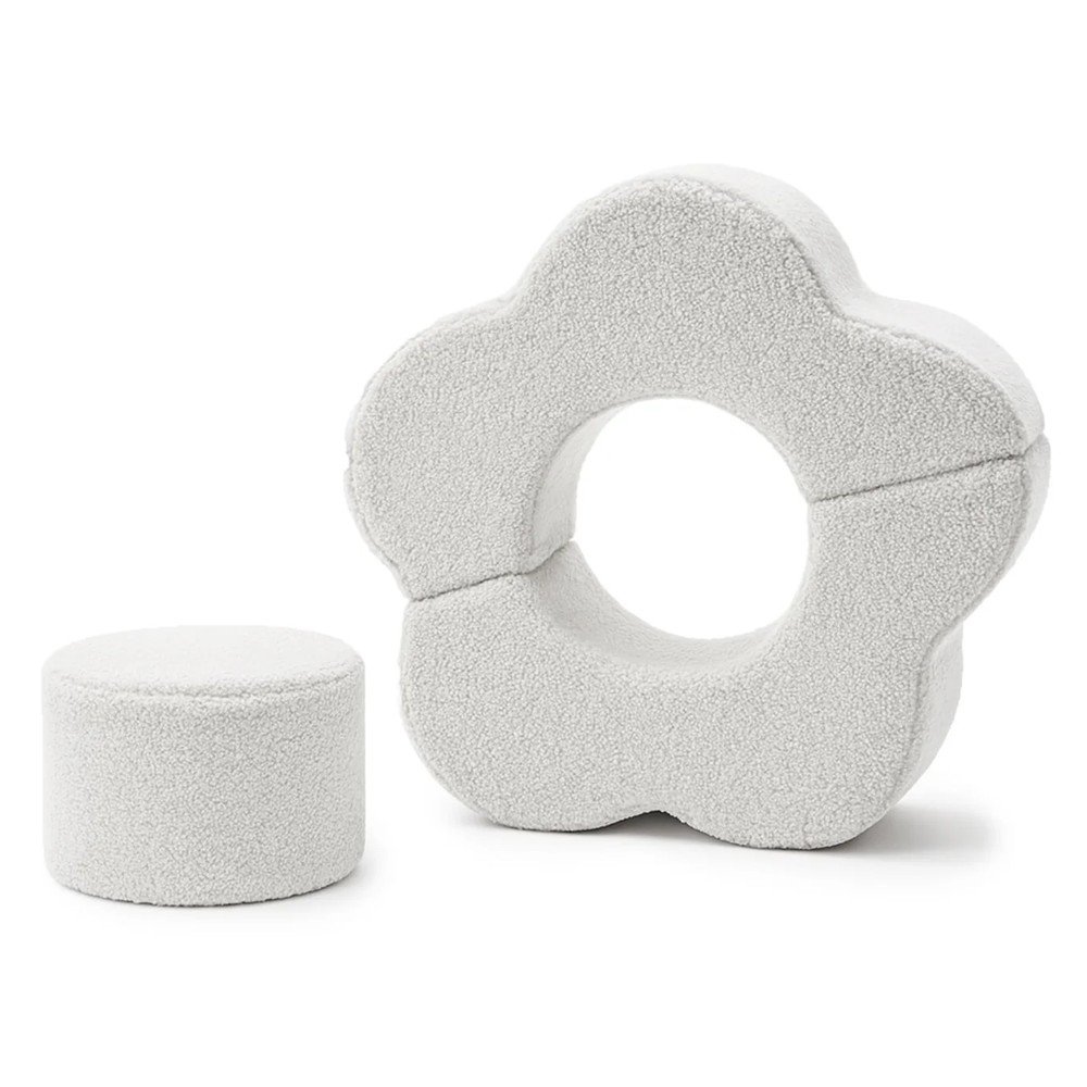 Biały piankowy plac zabaw 3 szt. z materiału bouclé wysokość 27 cm 88x90 cm – Meowbaby