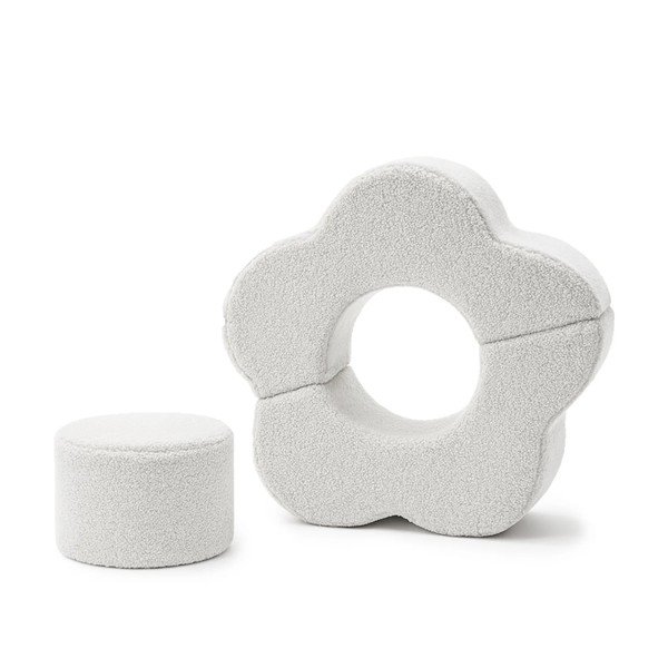 Biały piankowy plac zabaw 3 szt. z materiału bouclé wysokość 27 cm 88x90 cm – Meowbaby