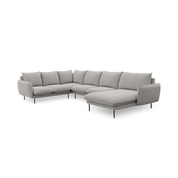 Jasnoszara sofa w kształcie litery U Cosmopolitan Design Vienna, lewostronna-image-3