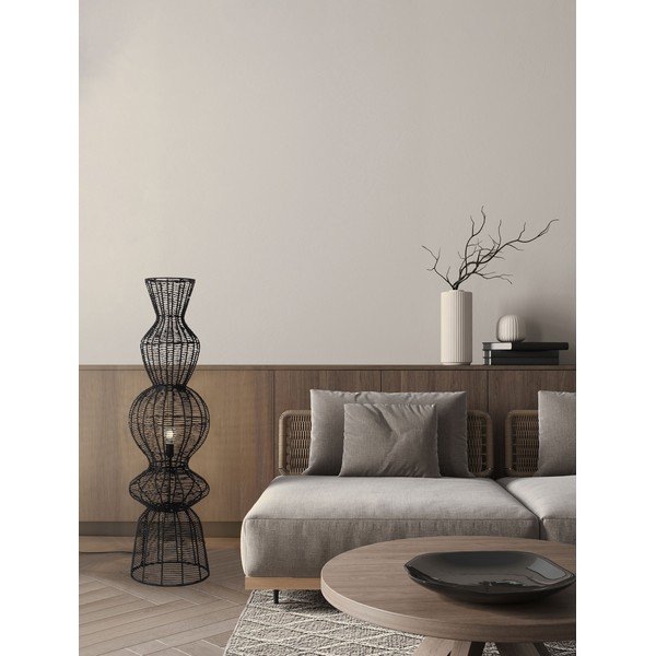 Lampa stojąca z liny w kolorze matowej czerni (wysokość 136 cm) Breena – Nova Luce-image-1