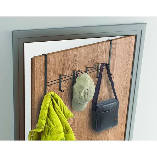 Czarny metalowy wieszak na drzwi 45 cm Lava – Metaltex-image-1