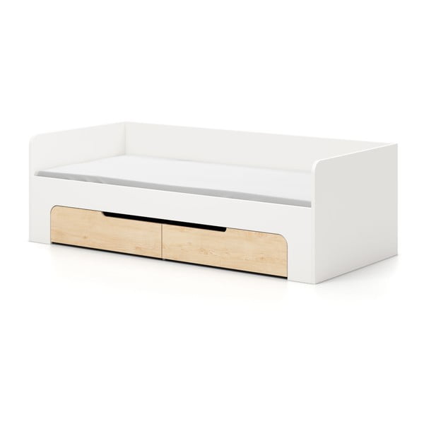 Białe łóżko jednoosobowe Devoto Nimbo, 90x200 cm