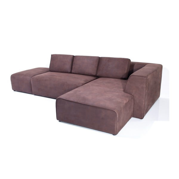 Bordowa sofa z szezlongiem po prawej stronie Kare Design Infinity Antique
