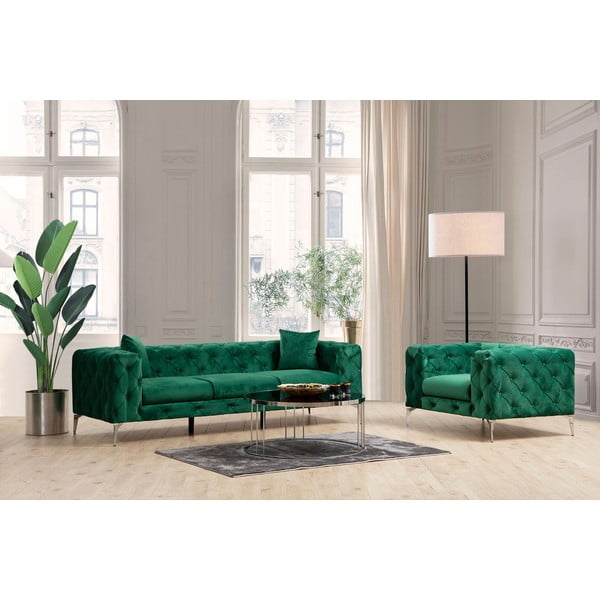 Ciemnozielona aksamitna sofa 237 cm Como – Artie-image-4
