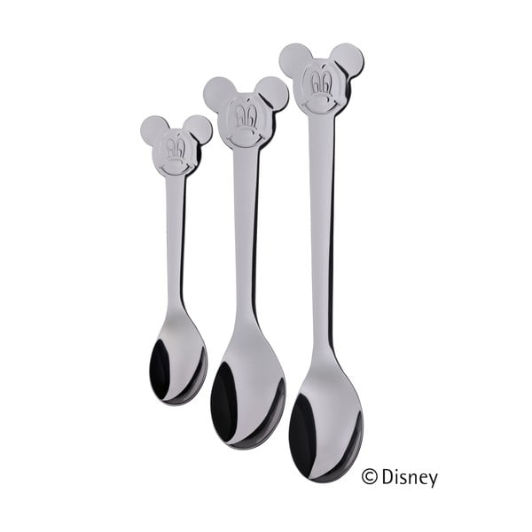 Komplet 3 dziecięcych łyżeczek ze stali nierdzewnej Cromargan® Mickey Mouse