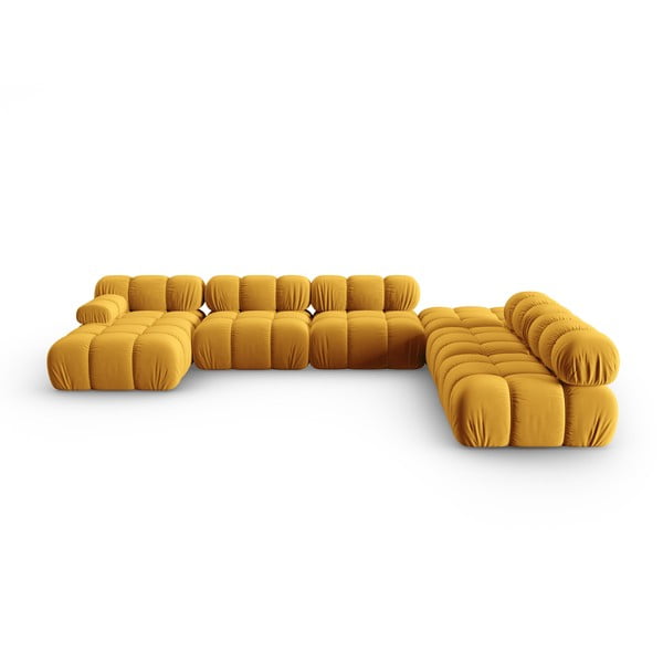 Żółta aksamitna sofa 379 cm Bellis – Micadoni Home